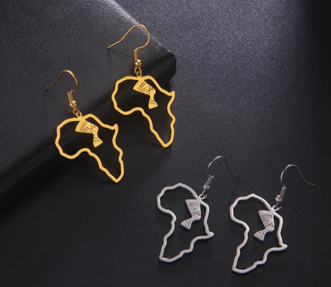 Nefertiti In Map of Africa Earing